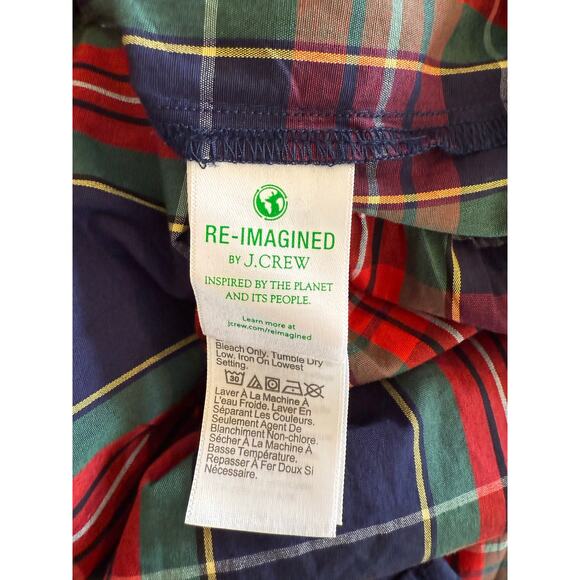 J.Crew Factory Navy Plaid Smocked Tiered Midi Dress, Size XL - Picture 6 of 8